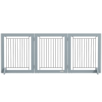 PawHut Freestanding Pet Gate, Folding Dog Gate with 2 Support Feet, 24" High, 3 Panels, for Small Dogs, Indoor Use - Grey