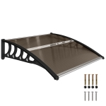 Outsunny Awning Door Canopy, 40.6" x 38" Polycarbonate Front Door Outdoor Patio Cover with Hollow Sheet for UV Protection, Brown