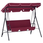 Outsunny 3-Seater Outdoor Porch Swing with Adjustable Canopy, Patio Swing Chair for Garden, Poolside, Backyard, Wine Red