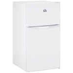 HOMCOM 3.2 Cu.Ft Mini Fridge with Freezer, Double Door Compact Refrigerator with Adjustable Thermostat, Shelf and Reversible Door for Bedroom, Dorm, Home Office, Energy Efficient, White