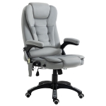 Vinsetto High Back Chair with 6 Point Reclining Backrest Padded Armrest Grey