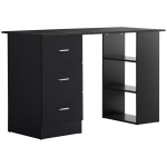 HOMCOM 47" Modern Home Office Computer Desk Bookcase Combo Writing Table Workstation with 3 Drawer and Storage Shelf - Black