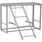 PawHut Chicken Activity Play with Swing Set for 3–4 Birds, Wooden Chicken Coop Accessory with Multiple Perches & Hen Ladder, Gray