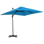 Outsunny 8' x 8' Square Patio Hanging Offset Umbrella with 360° Rotation, Aluminum Outdoor Cantilever Market Parasol, Turquoise