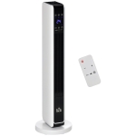 HOMCOM Ceramic Tower Heater, Oscillating Space Heater with Remote Control, Timer, Tip-Over & Overheat Protect, 750W/1500W