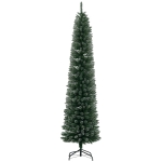 HOMCOM 7.5FT Artificial Snow Dipped Christmas Tree Xmas Pencil Tree Holiday Home Indoor Decoration with Foldable Black Stand, Green