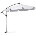 Outsunny 9FT Offset Hanging Patio Umbrella Cantilever Umbrella with Easy Tilt Adjustment, Cross Base and 8 Ribs for Backyard, Poolside, Lawn and Garden, White