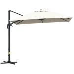Outsunny 10x10ft Cantilever Umbrella Rotatable Square Top Market Parasol with 4 Adjustable Angle for Backyard Patio Outdoor Area Cream