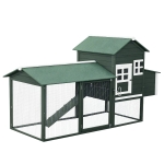PawHut 84" Chicken Coop Wooden Hen House Rabbit Hutch Poultry Cage Pen Outdoor Backyard with Nesting Box and Run, Green