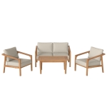 Outsunny 4 Pieces Acacia Wood Patio Furniture Set, Outdoor Sofa Conversation Set w/ Thickened Cushions for Backyard Garden, Teak