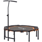 Soozier 48" Silent Mini Trampoline with Adjustable Handle Bar Fitness Trampoline Bungee Rebounder Jumping Cardio Trainer Workout for Adults or Teens Jump Exercise Equipment Orange