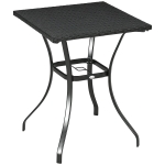 Outsunny Patio Wicker Dining Table with Umbrella Hole, 34 Inch Outdoor PE Rattan Coffee Table with Plastic Board Under the Woven Table Top for Patio, Garden, Balcony, Black