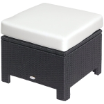 Outsunny Patio Rattan Ottoman, Outdoor Wicker Footrest with Soft Cushion, Metal Frame for Backyard, Garden, and Poolside, White
