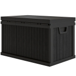 Outsunny 70 Gallon Deck Box, Resin Outdoor Storage Box with Handles, Waterproof Storage Container for Garden Tools, Black