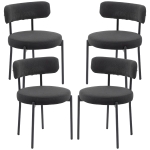 HOMCOM 4 Pieces Kitchen Chairs, Modern Dining Chairs w/ Corduroy Upholstery and Steel Legs for Living Room, Black