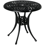 Outsunny 30-inch Round Patio Dining Table with Umbrella Hole Cast Aluminium Outdoor Bistro Table, Black