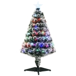 HOMCOM 3ft Pre-Lit LED Optical Fiber Christmas Tree w/ Stand