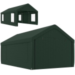 Outsunny 12 x 20ft Carport with 2 Roll-Up Doors, 4 Windows, Portable Garage with Removable Sidewalls for Car, Truck, Dark Green