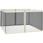 Outsunny Replacement Mosquito Netting for Gazebo 12' x 12' Black Screen Walls for Canopy with Zippers for Parties and Outdoor Activities, Cream White