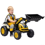 Aosom Kids Tractor 6V Battery Powered Digger Ride On Excavator Music Headlight Moving Forward Backward Yellow