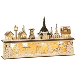 HOMCOM Christmas Village House Decoration, Pre-lit Winter Wonderland with 10 Battery Operated LED Lights, Indoor Room Decor Collection