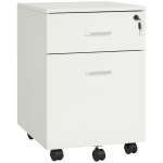 Vinsetto 2 Drawer File Cabinet with Lock and Keys, Mobile Vertical Filing Cabinet with Wheels and Drawers, Home Office Cabinet, White