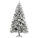 HOMCOM 7.5' Tall Unlit Snow Flocked Pine Artificial Christmas Tree with Realistic Branches, Green