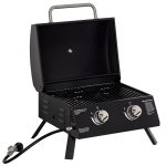 Outsunny 2 Burner Propane Gas Grill, Outdoor Portable Tabletop BBQ with Foldable Legs, 10000 Each Burner, Lid, for Camping, Picnic, Backyard, Black