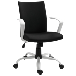Vinsetto Linen Mid Back Office Chair With Tilt Function, Swivel Computer Chair, Black