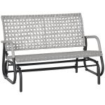 Outsunny 2 Seater Wicker Outdoor Glider Bench, Patio Swing Garden Bench, Garden Loveseat Rocking Chair, w/ Extra Wide Seat, Curved Backrest for Backyard, Poolside, Lawn, Mixed Grey