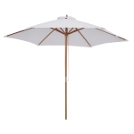 Outsunny ⌀9' x 8' H Patio Umbrella, Market Umbrella with Hardwood Frame and Wind Vent, Outdoor Beach Parasol, White