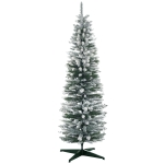 HOMCOM 6' Snow Flocked Artificial Pencil Christmas Tree, Slim Xmas Tree with Realistic Branches and Plastic Base Stand for Indoor Decoration, Green