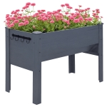 Outsunny 48" Fir Wood Raised Garden Bed with Tool Hooks, Elevated Planter Box Stand with Unique Funnel Design for Backyard, Gray