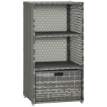 Outsunny Valet Pool Towel Rack, Waterproof PE Plastic Rattan Wicker Storage Organizer, Indoor Outdoor Spa, and Hot Tub Accessory Storage, 2 Shelves, 1 Basket Drawer, Gray