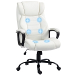 Vinsetto Massage Office Chair, High Back Executive Office Chair with 6-Point Vibration, Adjustable Height, White