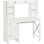HOMCOM Computer Desk W/ Hutch, Home Office Desk W/ Storage Cabinet, White