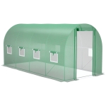 Outsunny 14.6' x 6.6' x 6.6' Walk-in Tunnel Hoop Greenhouse with Mesh Door & 8 Windows, Large Green House for Outside for Plants, Flowers, Vegetables, Galvanized Steel Frame & PE Cover, Green
