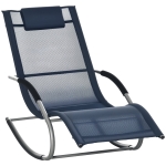 Outsunny Zero Gravity Rocking Chair Outdoor Chaise Lounge Chair Recliner Rocker with Detachable Pillow and Weather-Fighting Fabric for Patio, Deck, Pool, Navy Blue