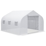 Outsunny 11.5' x 10' x 6.5' Walk-in Greenhouse, Tunnel Green House with Zippered Mesh Door and 6 Mesh Windows, Gardening Plant Hot House with Galvanized Steel Frame, White