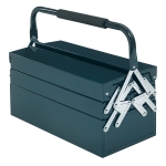 DURHAND 18" Metal Tool Box, Portable 5-Tray Cantilever Steel Tool Chest Cabinet for Garage and Warehouse, Dark Green