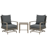 Outsunny Patio Bistro Set, Porch Furniture with Soft Cushions and Rocking Function for Yard, Lawn, Porch, Dark Gray