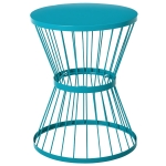 Outsunny 16" Steel Patio Side Table, Garden End Table with Hourglass Design, Accent Table for Outdoor and Indoor Use, Blue