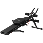 Soozier Multi-Purpose Ab Workout Equipment, Foldable Ab Machine, Adjustable Sit Up Bench & Weight Bench, Abdominal Cruncher with Resistance Bands & LCD Display