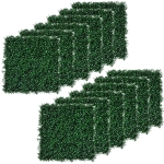 Outsunny 12PCs Grass Wall Panels, 20" x 20" Artificial Grass Wall Decor, Greenery Backdrop Panels Wall for Outdoor, Indoor, Garden, Fence, Backyard, Dark Green