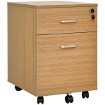 Vinsetto 2 Drawer File Cabinet with Lock and Keys, Mobile Vertical Filing Cabinet with Wheels and Drawers, Home Office Cabinet, Natural