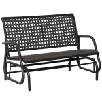 Outsunny 2-Person Outdoor Wicker Glider Bench, Patio Garden PE Rattan Swing Loveseat Chair with Extra Wide Seat and Curved Backrest for Porch, Backyard, Poolside, or Lawn, Dark Grey