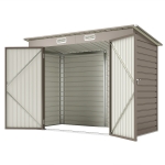 Outsunny 8 x 4FT Galvanized Garden Storage Shed, Metal Outdoor Shed with Double Doors and 2 Vents, Light Grey