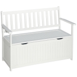 Outsunny 41 Gallon Outdoor Storage Bench, Wooden Deck Box with Inner Waterproof PE Lining, 2-Seat Container for Patio Garden Balcony Yard Store Garden Tools, White