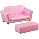 Qaba Kids Sofa Set with Footstool for Toddlers and Babies, Pink