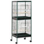PawHut Large Bird Cage with 1.7 ft. Width for Wingspan, Bird Aviary Indoor with Multi-Door Design, Fit for a Canary, Finch, Conure, 55", Green